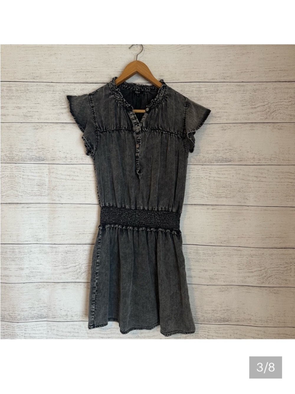 Rails Washed Black Ruffled Mini Dress - Picture 3 of 8